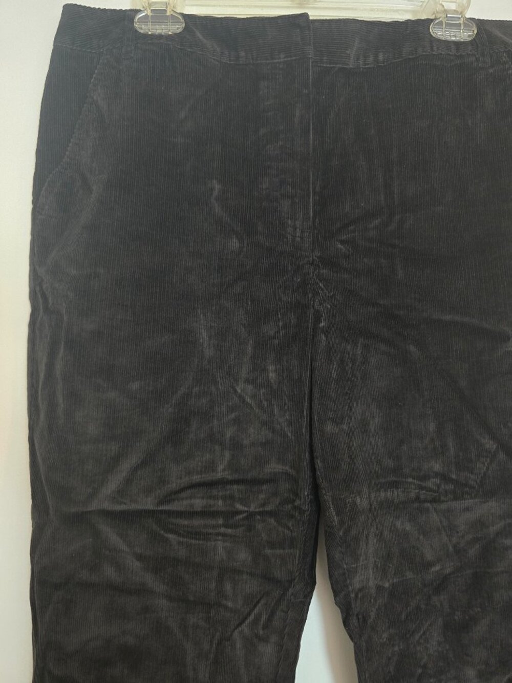 Talbots Stretch Corderoy Pants Charcoal Grey Cuffed Wide Leg Size 12 - Picture 2 of 16